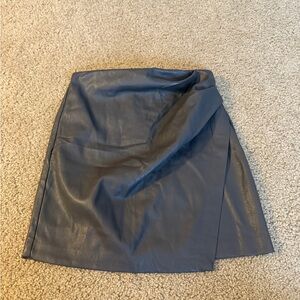 Wilfred Faux Leather Wrap Mini Skirt - Navy